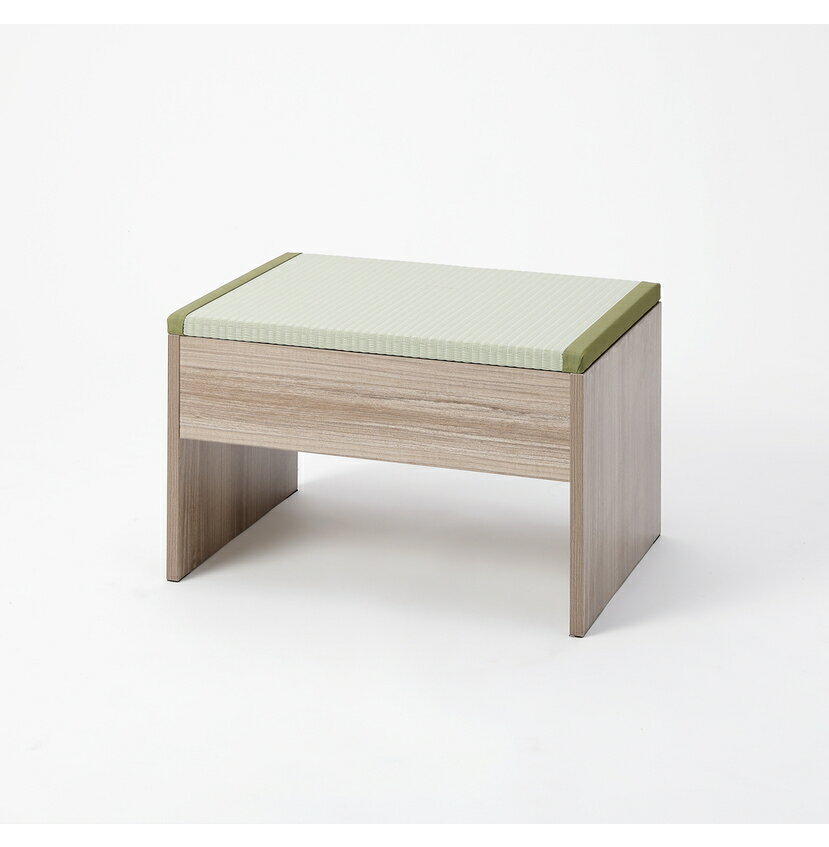 【12月は毎日開催！エントリーで最大100％ポイントバック】畳収納付きベンチ 60×43×39cm グレー×樹脂製グリーン 【メーカー直送・代引不可・置配不可】