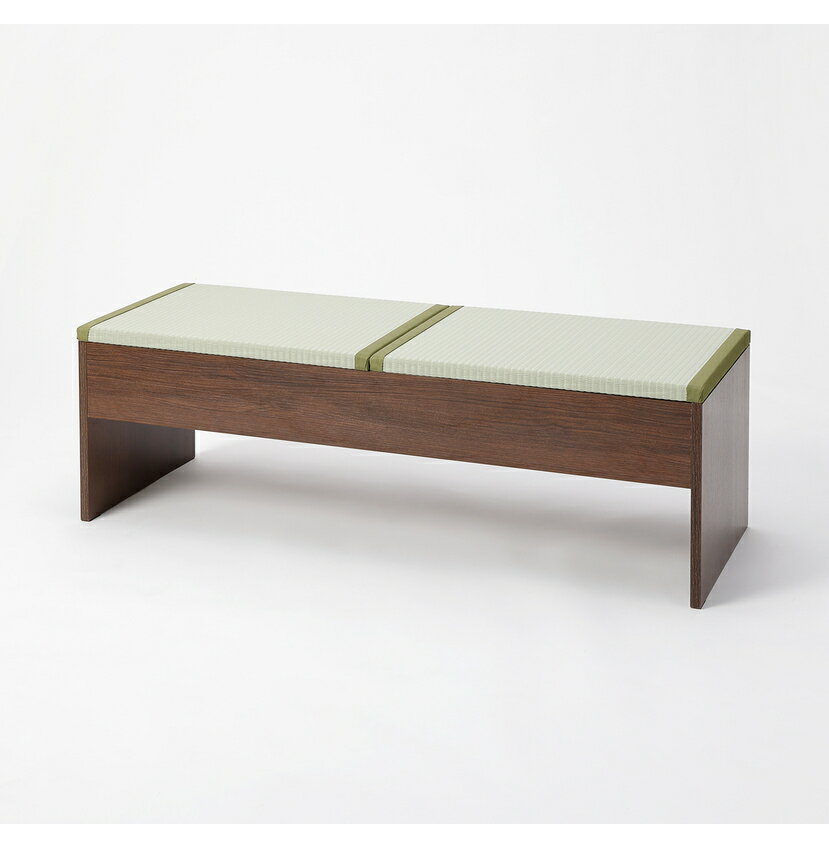 【12月は毎日開催！エントリーで最大100％ポイントバック】畳収納付きベンチ 120×43×39cm ブラウン×樹脂製グリーン 【メーカー直送・代引不可・置配不可】