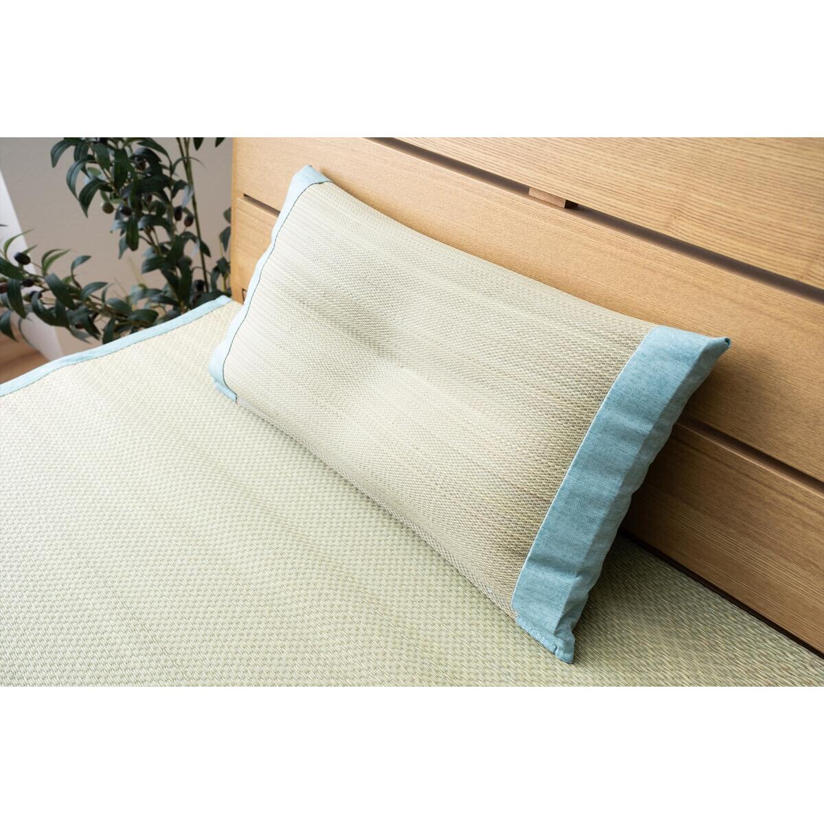 い草枕 リズム 平枕 約30×15cm 国産 ブルー 【メーカー直送・代引不可・置配不可・配送地域限定】