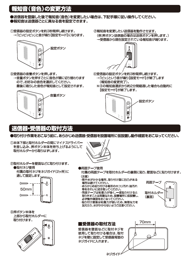 エルパ ELPA ワイヤレスチャイム押しボタンセット EWS-S5030