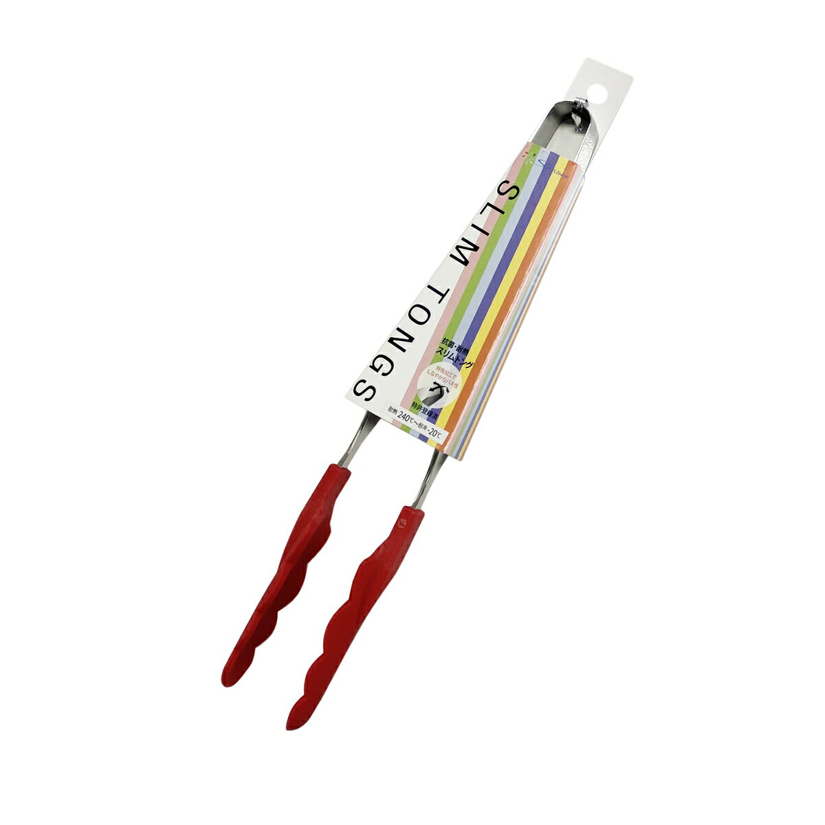 田辺金具 抗菌耐熱カラートング スリム 中 レッド 0132