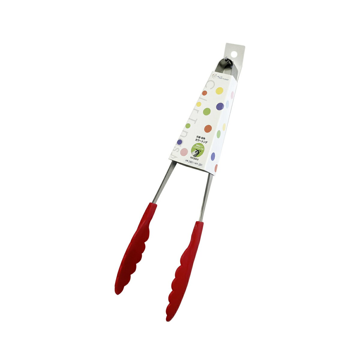 【2月5日限定！最大100％ポイントバック】田辺金具 抗菌耐熱カラートング 大 レッド 1061