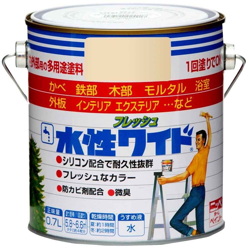 【3月5日限定！最大100％ポイントバック】ニッペホームプロダクツ 水性フレッシュワイド 0.7L アイボリー