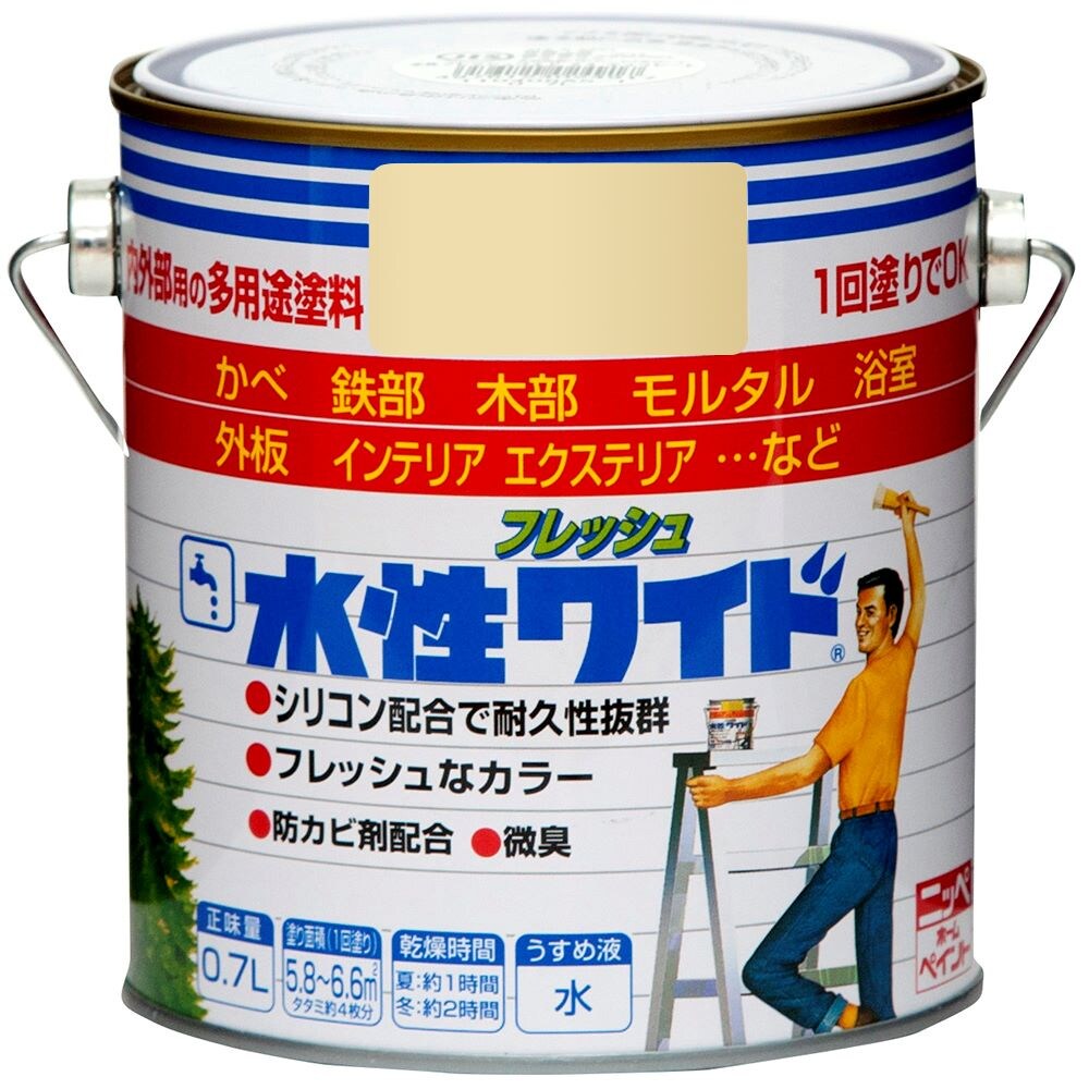 【3月5日限定！最大100％ポイントバック】ニッペホームプロダクツ 水性フレッシュワイド 0.7L クリーム