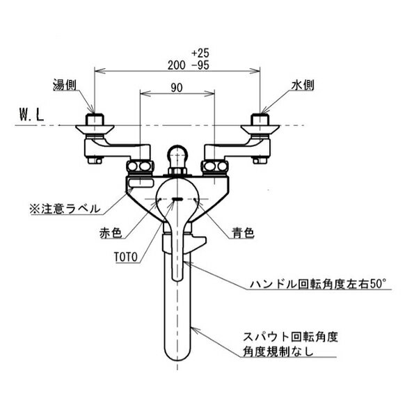 TOTO 壁付シングルシャワー混合栓 TBV03301J1