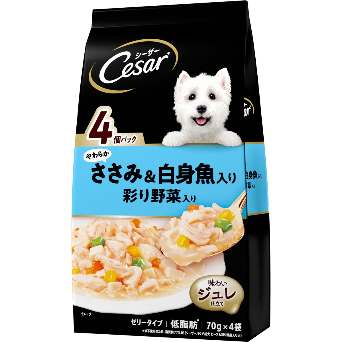 シーザー やわらかささみ＆白身魚入り 彩り野菜入り 70g×4袋