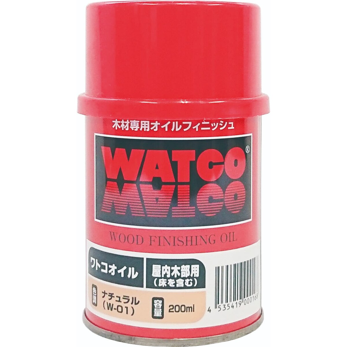 特 長 亜麻仁油を主体とした英国生まれの塗料で、 原材料にホルムアルデヒド・トルエン・キシレンは使用しておりません。 また、溶剤には安全性の高い脂肪族炭化水素を使用しており、 欧州の規制に基づく有害物質に分類されている成分は一切 含有されておりません。 表面に塗膜をつくらない浸透型オイルですので、 誰でもムラなく手軽に塗る事が出来ます。 仕上がりは、濡れたような深みのあるウェットタッチ。 自然な樹味を出す事ができます（艶消し仕上げ）。 木になじみ、呼吸を妨げず、湿度を保ち、 木の深い味わいと温もりを醸し出せます。 木材の内部に浸透後、酸化重合作用によって固まり始め、 液状から半永久的な弾性と剛性を兼ね備えた固形に変化します。 用 途 家具、床、工芸品など内装木部全般 容 量 200ml カラー ナチュラル 標準塗布面積 約10m2/L 備 考 ワトコオイル同士のブレンドは可能です。 お好みの色に調合してください。 メーカー WATCO ※品質向上のため予告無く仕様を変更する場合がございます。 ※商品画像の色合いは、画像処理上　若干異なる場合がございます。予めご了承下さい。