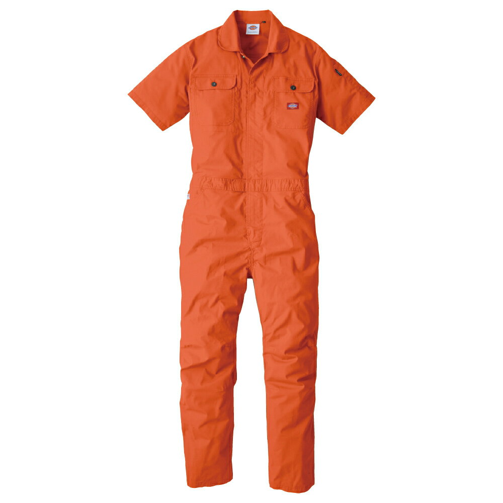 Work Clothes - ディッキーズ Dickies ストレッチCVC 半袖ツナギ オレンジ LL D-749