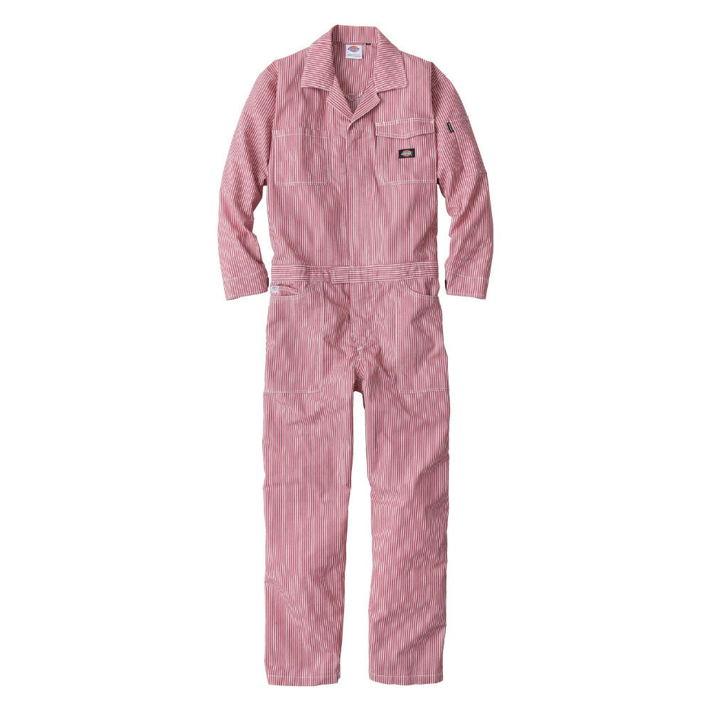 Work Clothes - ディッキーズ Dickies ライト ストレッチヒッコリー ツナギ レッド LL D-7106