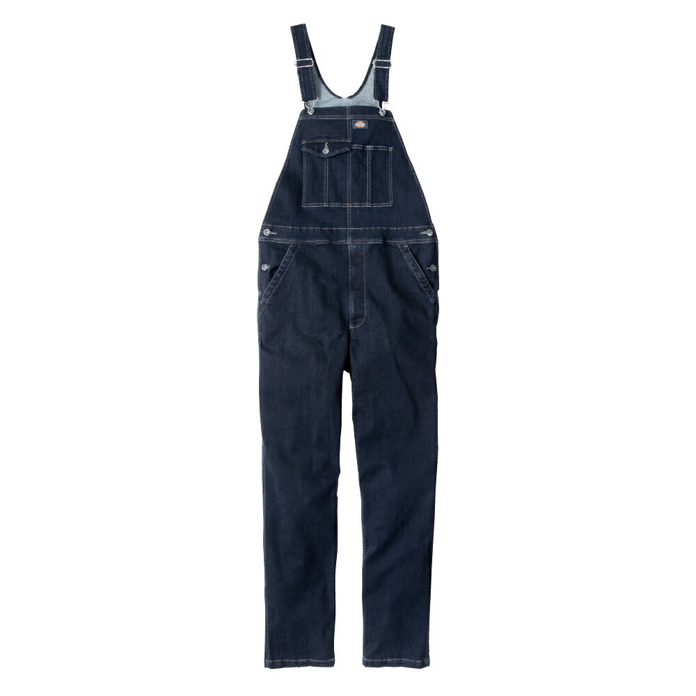 乐天商城 - ディッキーズ Dickies ストレッチシルキーデニム オーバーオール インディゴ XXL D-689
