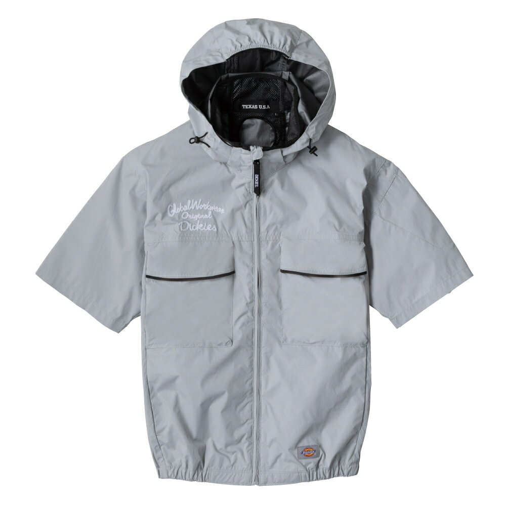 乐天商城 - ボルトクール VOLTCOOL 空調ウェア Dickies フード着脱可能日傘遮熱半袖ブルゾン シルバー L D-290