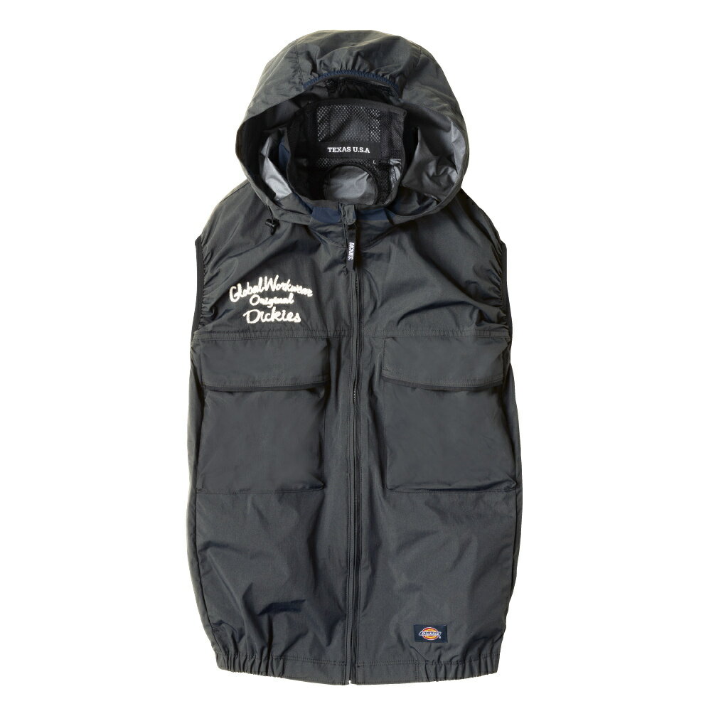 乐天商城 - ボルトクール VOLTCOOL 空調ウェア Dickies フード着脱可能日傘遮熱ベスト チャコール M D-299