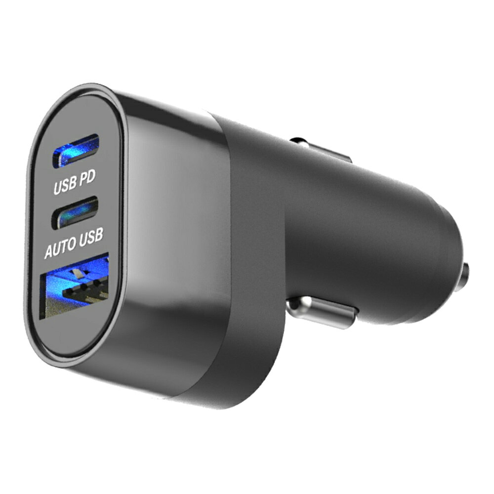 仕様 DC12V/DC24V車対応 入力電圧:DC12V/24V マイナスアース車 出力 USB-Aポート:最大12W(5V 2.4A) 出力 USB-Cポート:(USB PD対応端末)各ポート最大20W(12V 1.67A, 9V 2.22A, 5V 3A)、(USB PD非対応端末)各ポート最大15W(5V 3A) ※PD充電はPD対応のケーブルが必要です。※USB PD規格に非対応の端末を接続した場合は5V出力になります。 出力 同時使用時:C+C 2ポート同時:各ポート最大20W / 2ポート合計最大40W、3ポート同時:C(上)最大20W, C(中央)最大15W, A(下)最大12W / 合計最大47W 使用温度範囲:0~40℃ 本体サイズ/重量(約):20W×36H×68Dmm / 40g 商品説明 車のDCソケットを3ポートのUSB電源に変換。PD20W対応が2ポート搭載。 USB Type-Cポート、2ポート同時使用時も共にPD最大20W。2台の端末を同時に高速充電できます。 自動識別IC搭載、端末に合わせて最適に充電。USBコネクタの表も裏も向きを気にせず挿せるリバーシブルUSBポート。 通電確認用ブルーLEDランプ付。 ※注意:USBケーブルは付いておりません。各機器の純正ケーブルをご用意ください。 ※注意:データ通信に対応していないUSBケーブルを使用した場合、自動識別できません。 ※品質向上のため予告なく仕様を変更する場合がございます。パッケージのリニューアル等につき、商品画像が異なる場合がございます。商品画像の色合いは、画像処理上、若干異なる場合がございます。