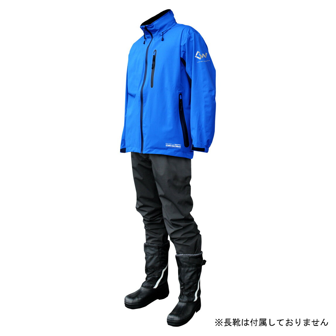 カヴァーワーク レインウェア ストレッチ 4Lサイズ ブルー アクロスレイン 雨具 上下 AG-8000