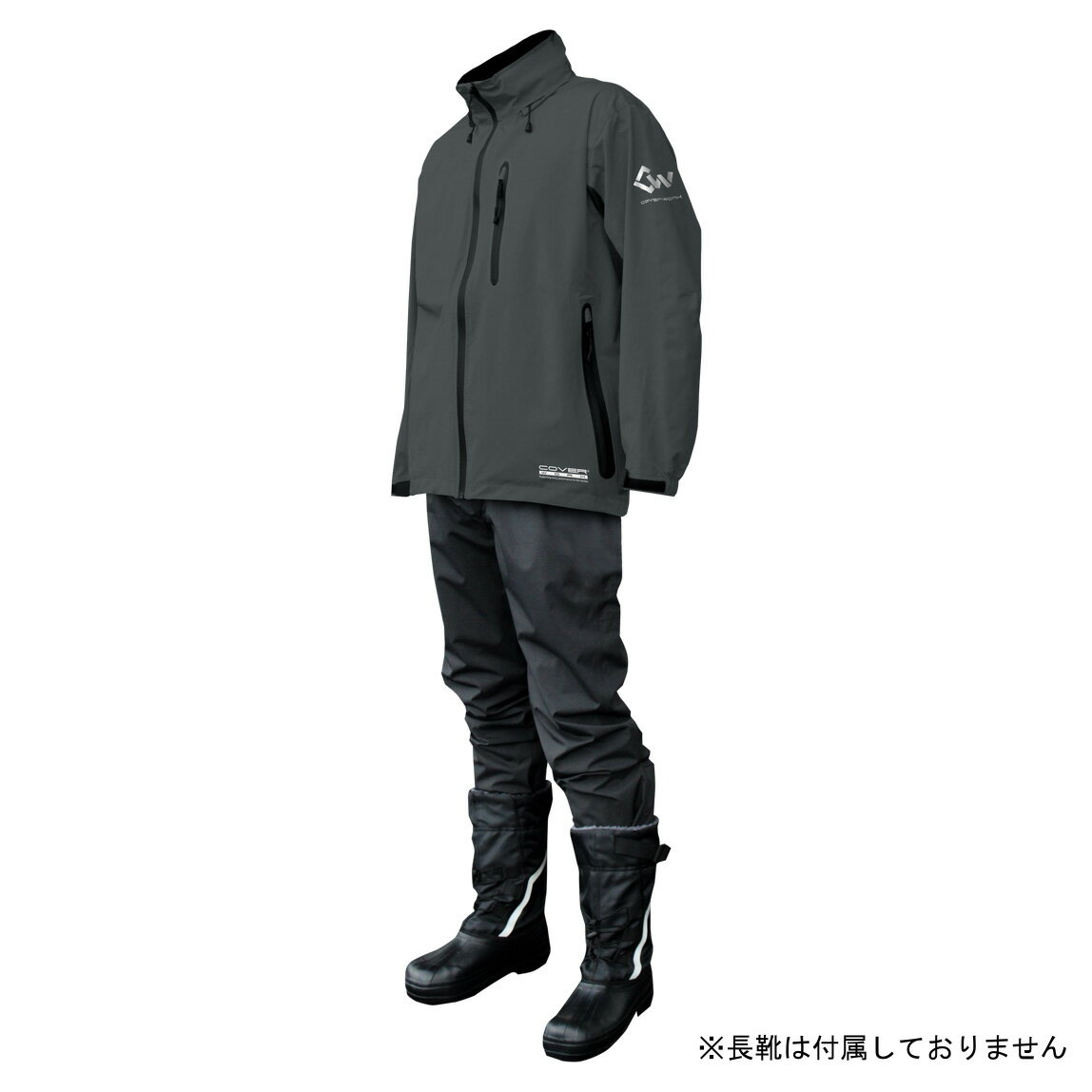 【5月25日限定！最大100％ポイントバック】カヴァーワーク レインウェア ストレッチ Lサイズ チャコールグレー アクロスレイン 雨具 上下 AG-8000