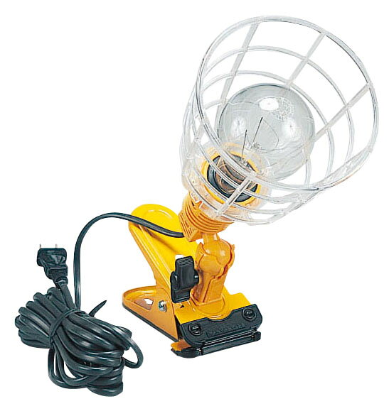仕様電線種別/太さ/心数：VCT/0.75mm/2Cコード長さ：5m定格：200W　100V付属球：TD型200W耐震球鉄板製大型クリップ付有効つかみ幅　最大50mm本体は360度回転・前後120度のボールジョイント型透明ガードカバー付本体スイッチ付室内用 製品サイズ(mm)縦×横×高さ：340×150×140 製品重量(g)710 軽くて便利なクリップライトです。 クランプの有効つかみ幅：最大50mm. 本体は360度回転、前後120度のボールジョイント型で角度の調整が自由です。 手元スイッチで手軽に操作ができます。 VCTケーブル5m付。 ※品質向上のため予告なく仕様を変更する場合がございます。 ※パッケージのリニューアル等につき、商品画像が異なる場合がございます。予めご了承ください。 ※商品画像の色合いは、画像処理上、若干異なる場合がございます。予めご了承ください。