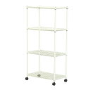 エイ・アイ・エス 19φスチールラックセット4段 キャスター付 ホワイト ALC-6012W WH 【メーカー直送・代引不可・置配不可】