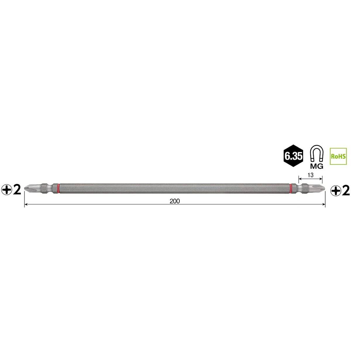 ベッセル VESSEL 両頭ビット ブレないビット ＋2×200mm No.DC142200 2