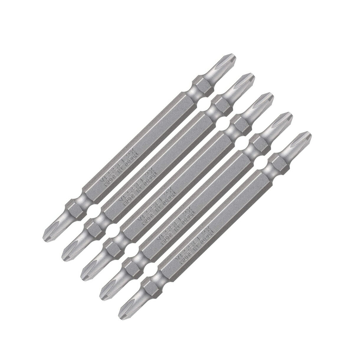 樂天商城 - ベッセル VESSEL 両頭ビット 見やすいビット 5本組 ＋2×82mm No.DS5P2082
