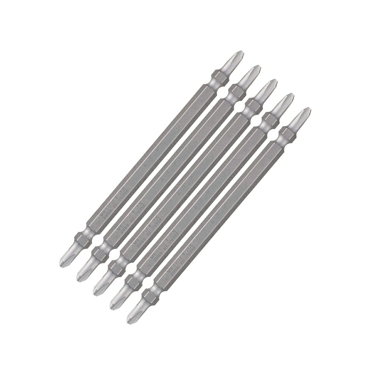 Hexagon Driver - ベッセル VESSEL 両頭ビット 見やすいビット 5本組 ＋2×110mm No.DS5P2110