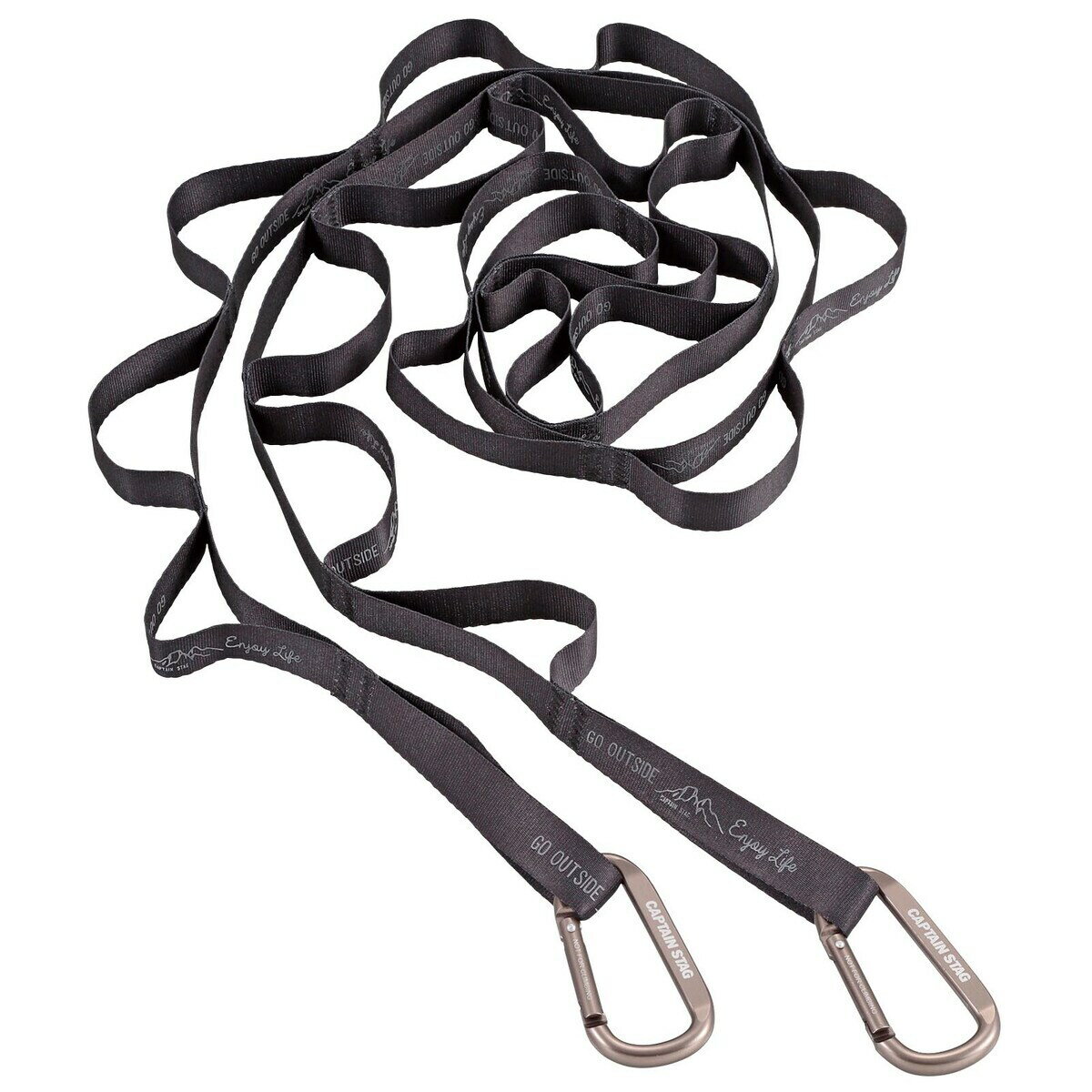 【1月25日限定！最大100％ポイントバック】キャプテンスタッグ モンテ カラビナ付ループロープ ブラック UM-1565(4.0)