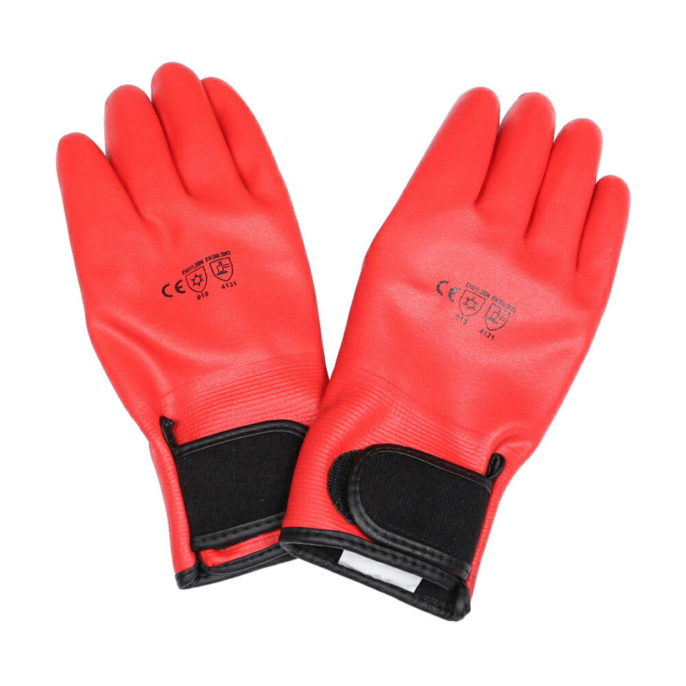 ジプロア 作業手袋 防寒ニトリル手袋 マジック付き レッド L N-3140 ×10双 セット販売