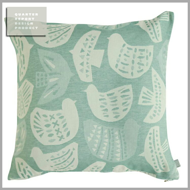 ◆sale！ポイント10倍！◆【メール便可】QUARTER REPORT(クォーターリポート）Cushion Cover【クッションカバー】45×45※クッション中材別売J-Lintu （Jリントゥ）　色：ミント生地：ジャガード織