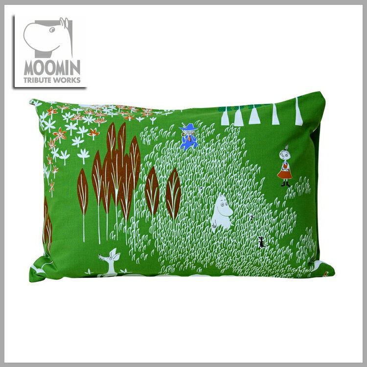 ☆☆☆☆☆【メール便可】QUARTER REPORT(クォーターリポート）　MOOMIN（ムーミン）Pillow Case 【ピロケース】ここにいるよ　色：グリーン　【デザイン：鈴木マサル】