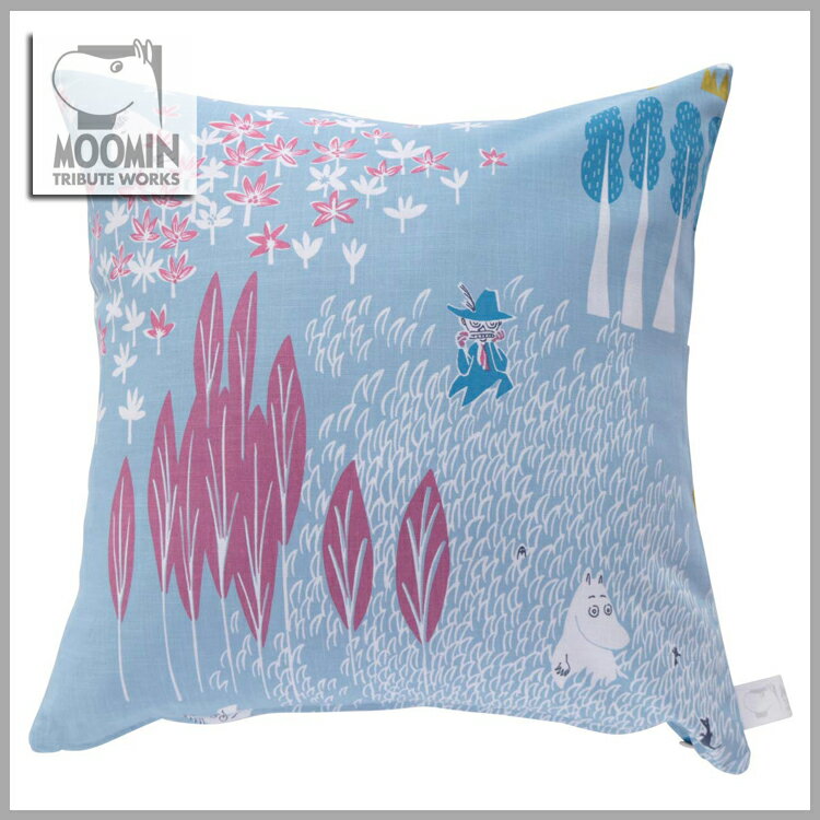 ◆特選!ポイント10倍!◆【メール便可】QUARTER REPORT(クォーターリポート) MOOMIN(ムーミン)Cushion Cover【クッションカバー】45×45※クッション中材別売ここにいるよ 色:サックス【デザイン:鈴木マサル】