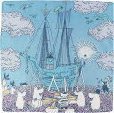 クォーターリポート ☆☆☆☆☆【メール便可】QUARTER REPORT (クォーターリポート）HANDKERCHIEF【ハンカチ】　MOOMIN（ムーミン）　出航　色：ブルー【デザイン：鈴木マサル】