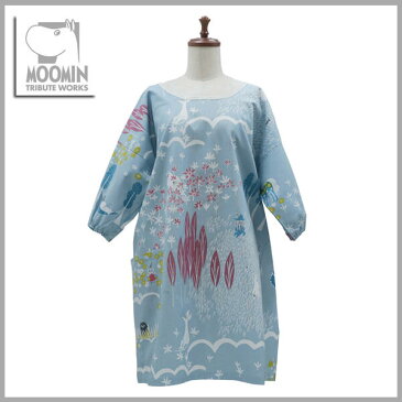 ☆☆☆☆☆QUARTER REPORT(クォーターリポート）　MOOMIN（ムーミン）Cook's Apron 【かっぽう着】ここにいるよ　色：サックス【デザイン：鈴木マサル】