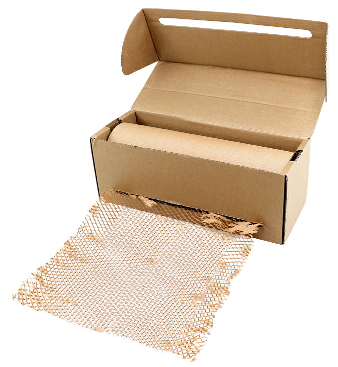ロープラサイン&ラミネート百貨店の【FDC】ハニカム緩衝紙BOX FZ-30050(幅300mm×50M巻) 脱プラに必須の緩衝材です。｜アングル2