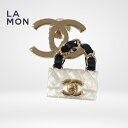 【新品】シャネル ブローチ CHANEL BROOCH ABA012 ココマーク メタル レジン レザー ブローチ GOLD/WHITE ゴールド/ホワイト系