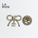 【新品】シャネル ブローチ CHANEL BROOCH ABE646 ココマーク メタル ストラス 蝶々結び ブローチ GOLD ゴールド系