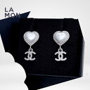 【新品】シャネル ピアス イヤリング CHANEL EARRINGS ABB634 ココマーク メタル ストラス ハート ピアス イヤリング SILVER シルバー系(4)