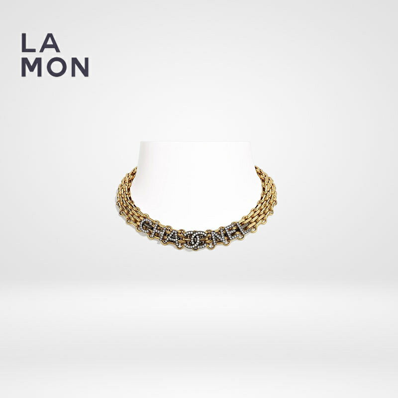 【新品】シャネル ネックレス CHANEL NECKLACE AB4187 ココマーク メタル ストラス チョーカー ネックレス GOLD ゴールド系(4)