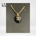 【新品】シャネル ネックレス CHANEL NECKLACE AB5962 ココマーク メタル ストラス ハート ネックレス GOLD/BLACK ゴールド/ブラック系