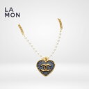 【新品】シャネル ネックレス CHANEL NECKLACE ABC710 ココマーク メタル コスチューム パール ハート ネックレス GOLD/BLUE ゴールド/ブルー系
