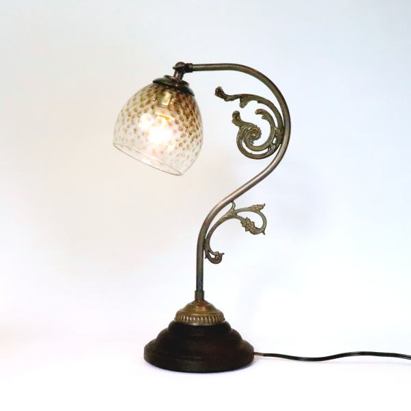 テーブルライト テーブルランプ　ライト 卓上ライト　ランプシェード ブラウン　カフェ風ランプ 照明 fc-600a-dot-brown-no5 Azzurro Glass Studio 東敬恭