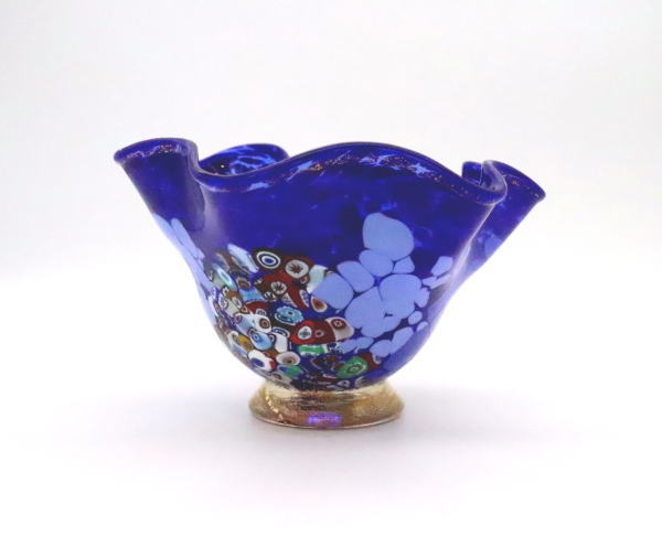 p-smerlate-blue-flower-bowl 輸入インテリア小物　花瓶 ベネチアングラス、イタリア製