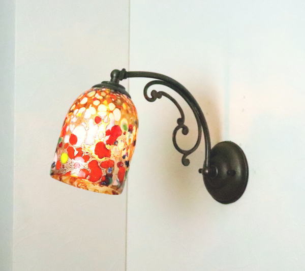 ブラケットライト 壁掛け照明 ブラケットランプ ベネチアングラス 真鍮 fc-w10ay-silver-goto-amber
