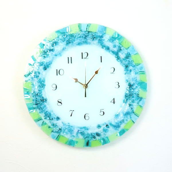 ベネチアンガラス ベネチアングラス　掛け時計　イタリア製　かわいい ヴェネチアンガラス　pelt06-19t-blue