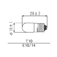 18V 2W　　E10口金　E10×T10×28 表示用電球　　100個入／1箱　　メトロML5907相当品