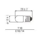 ML5907　100個入／1箱　　18V 2W　　E10口金　E10×T10×28 表示用電球