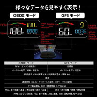 LAMPO【日本ブランド/メーカー保証付】LA-18 ヘッドアップディスプレイ スピードメーター HUD OBD+GPS ハイブリッド 滑り止めマット付き 日本語取扱説明書