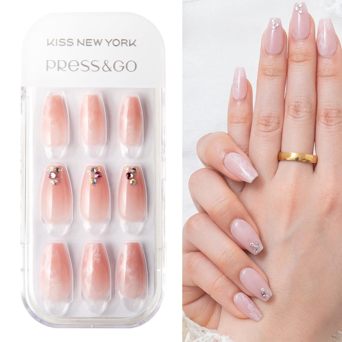 【キスニューヨーク正規店】 30枚入り ネイル チップ 貼るだけ 簡単 ワンタッチ 装着 Press&Go COFFIN ..