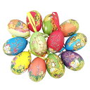 12pcs New Vintage Style Paper Mache Egg Hanging Ornaments Easter Decoration