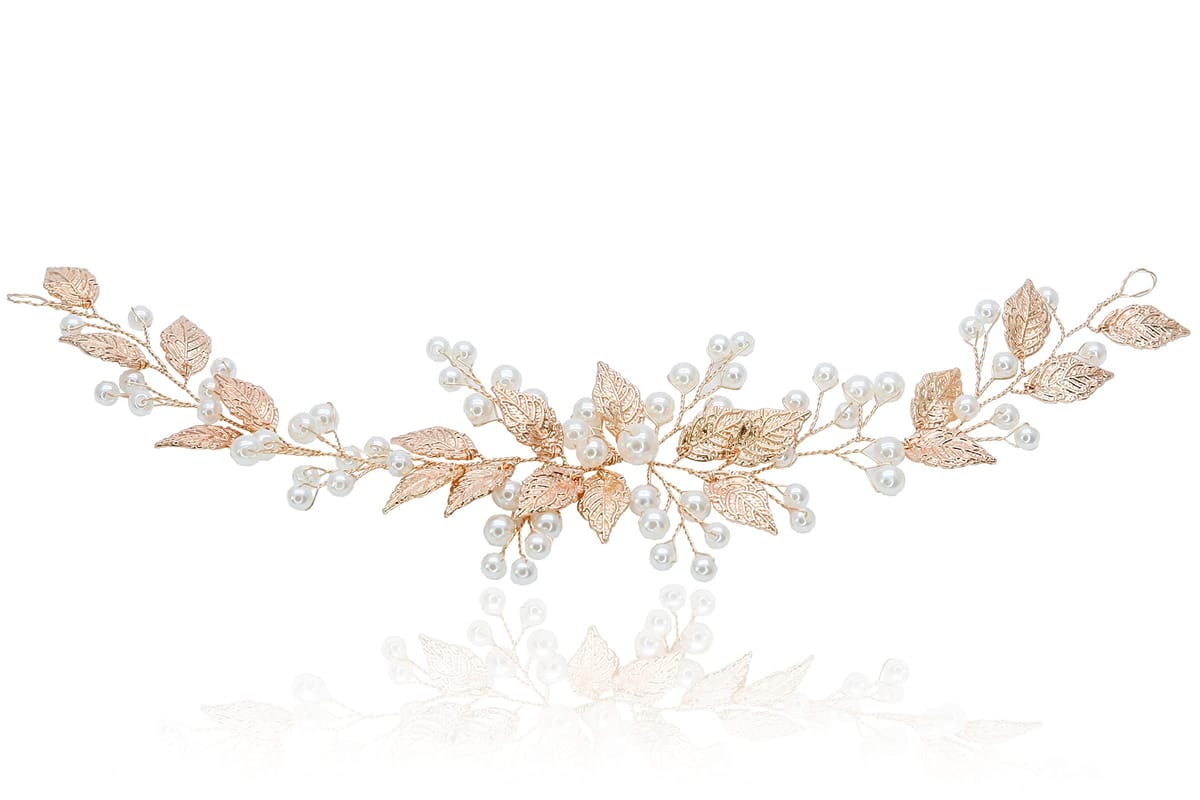 DADGAD ヘッドドレス 髪飾り ヘアーアクセサリー ヘッドアクセ リーフ パール ウェディング ブライダル..