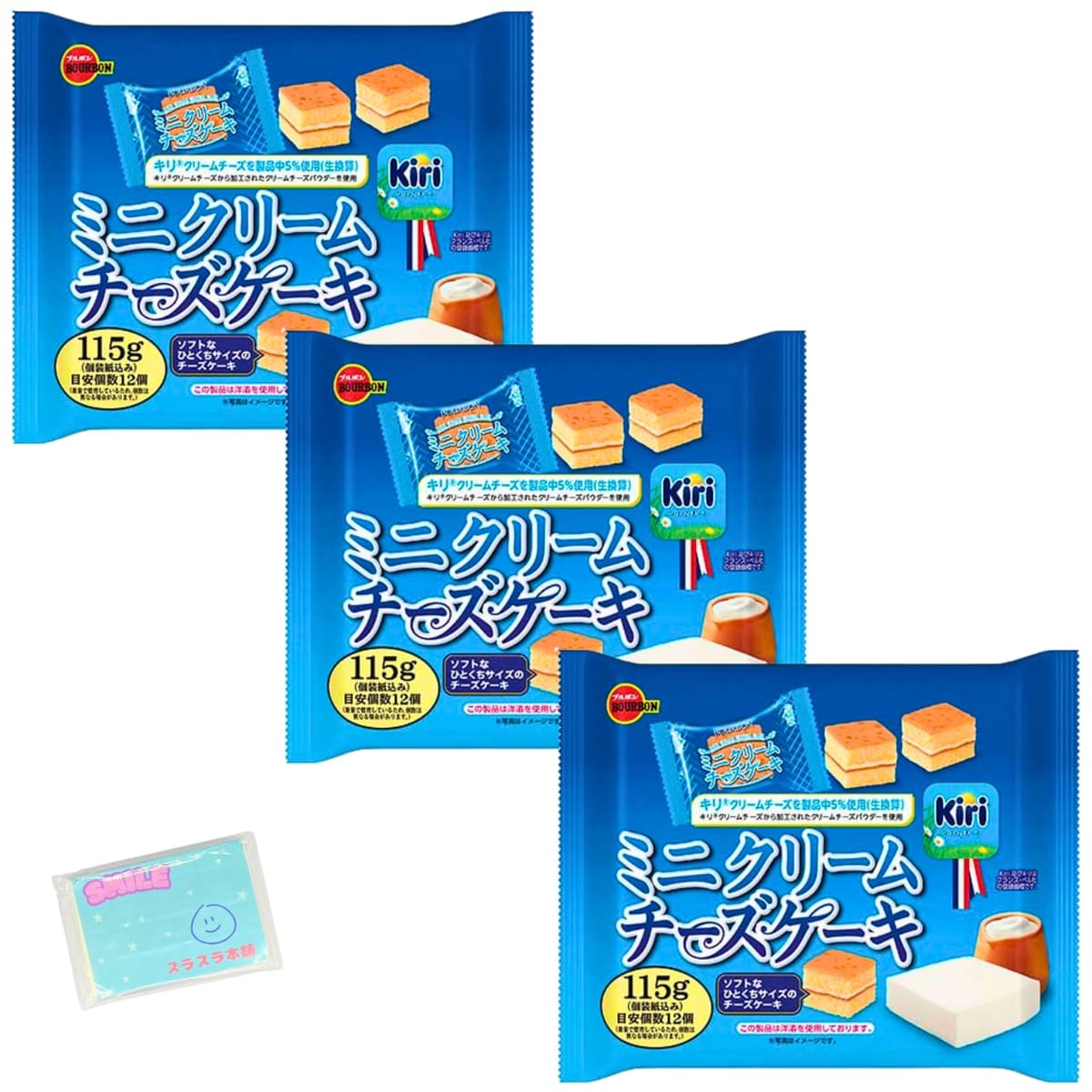 楽天ショップ ランポ 楽天市場店Monolog Style ブルボン ミニクリームチーズケーキ 115g ×3袋セット ★スラスラ本舗オリジナルポケットティッシュ付き★