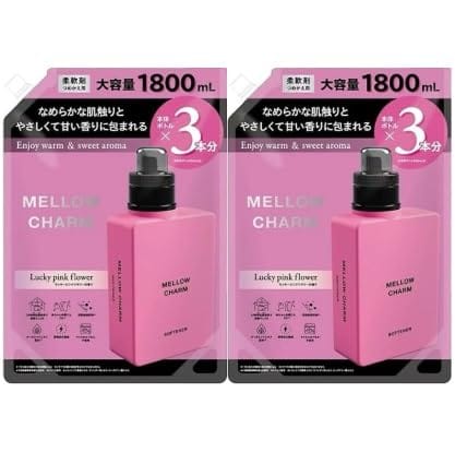 【2袋セット】メロウチャーム MELLOW CHARM 柔軟剤 ラッキーピンクフラワーの香り 詰め替え用 1800ml×2袋